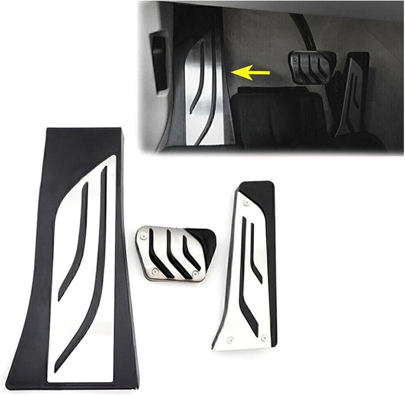BMW X5 X6 F15 F16 E70 E71 E72 Accelerator Brake Footrest Pedal Pad Stainless Steel 3PCS Set - Image 2